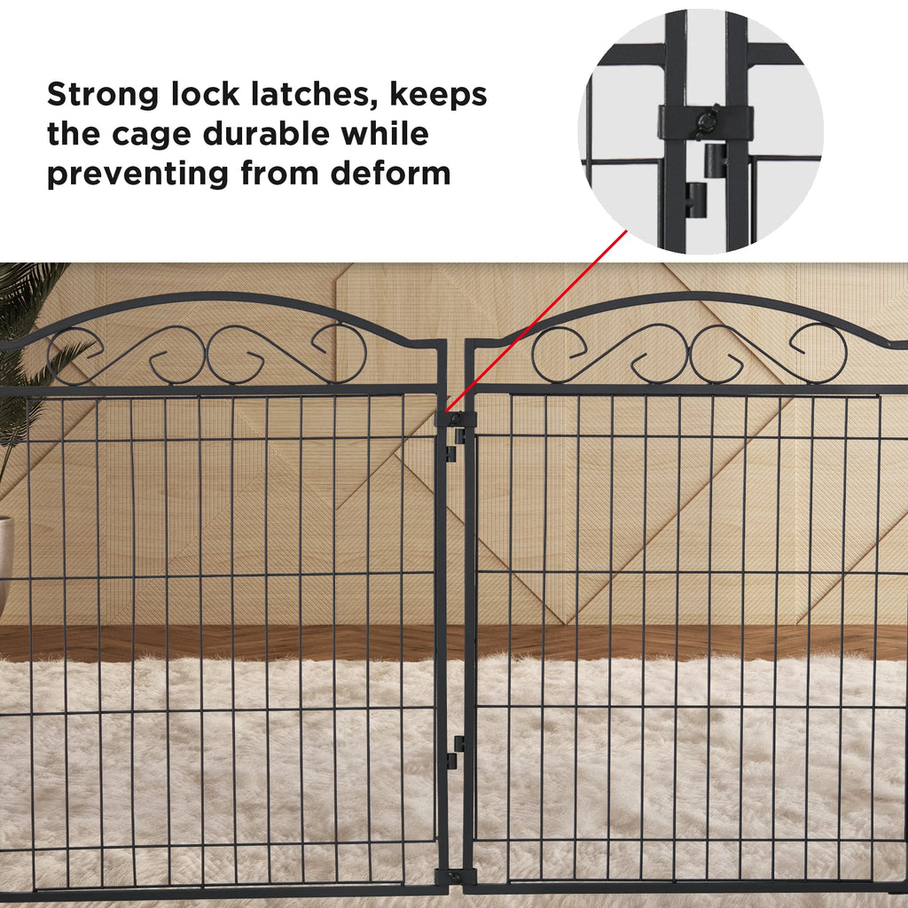 Dog Playpen, 8 Panels Playpen/ 32 Inch Height in Heavy Duty, Folding Indoor Outdoor Anti-Rust Dog Exercise Fence/ Portable