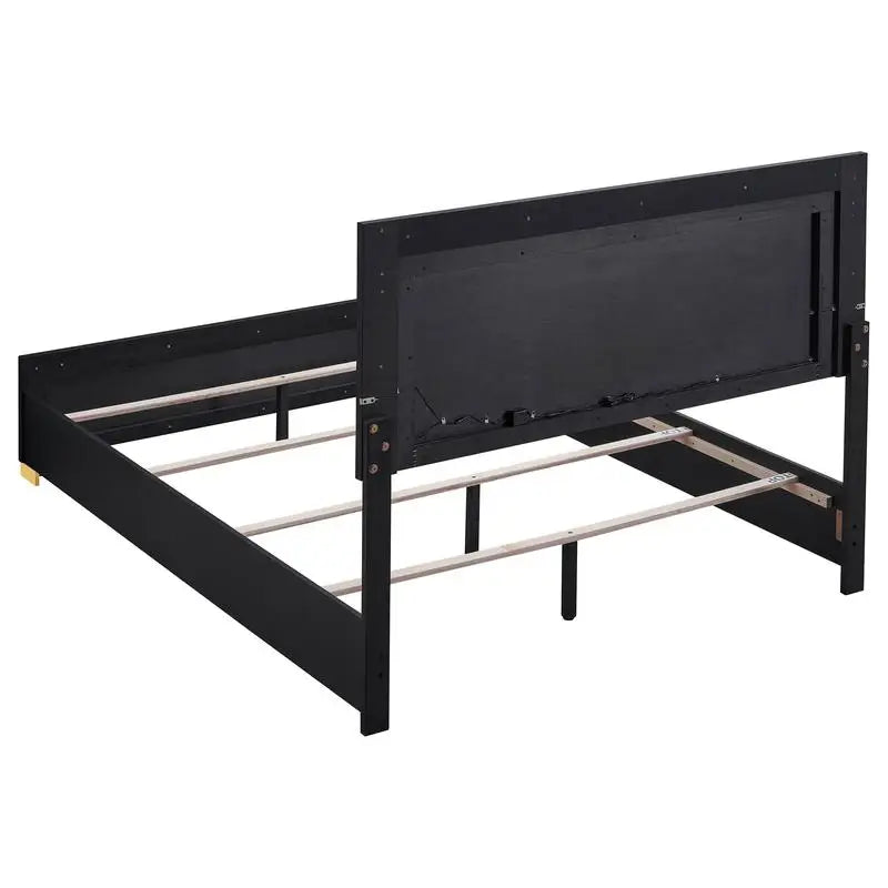 4-Piece LED Twin Bedroom Set in Black with Medial Storage