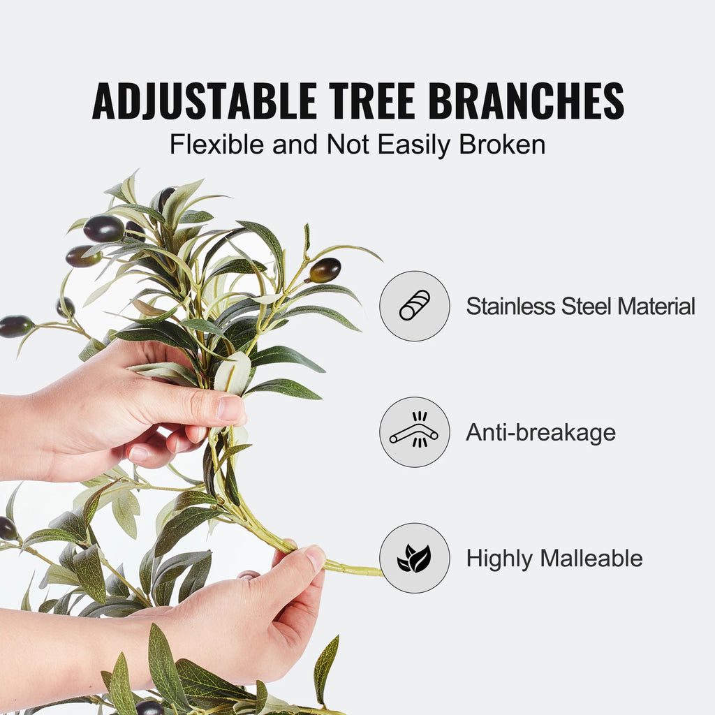 Artificial Olive Tree 4/5/6FT Tall Faux Plant/ Secure PE Material/ Anti-Tip Tilt Protection Low-Maintenance Tree for Home