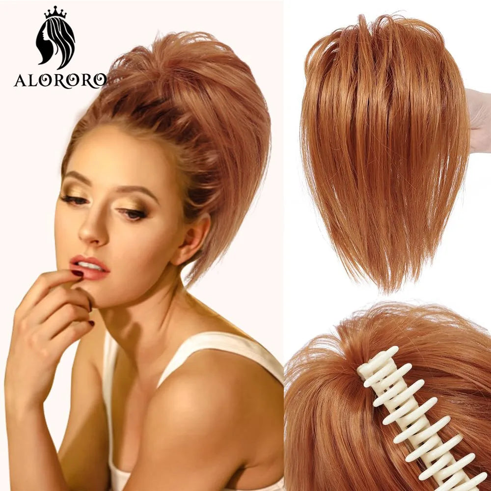 Synthetic Claw Clip Hair Bun Straight Chignon Bun Ponytail Hair Extensions Tousled Updo Hair Buns Claw Clip Ponytail Hairpice