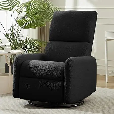 360° Swivel Glider Chair, Rocking Chair Nursery with Side Pockets, Deep Cushioned Seat, Nursery Chair with Steel Structure Base,