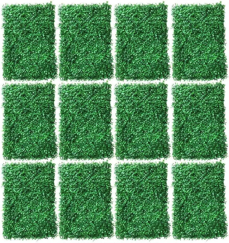 12 PCS Artificial Plant Wall Panels - 100% PE Material & Waterproof, High-Density Realistic Grass, Snap-on Design for Indoor/Outdoor