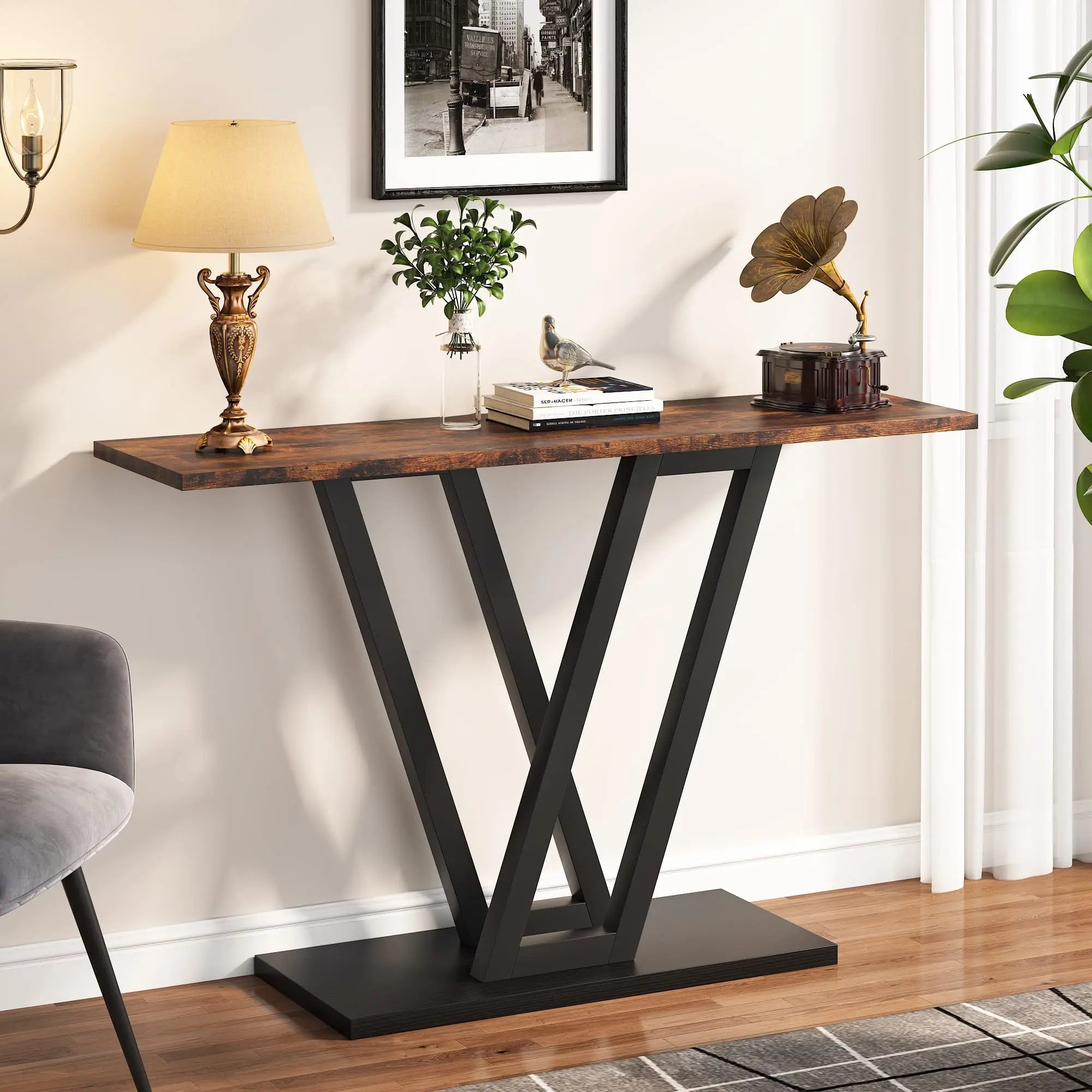 Console Table Industrial Entryway Hallway Table