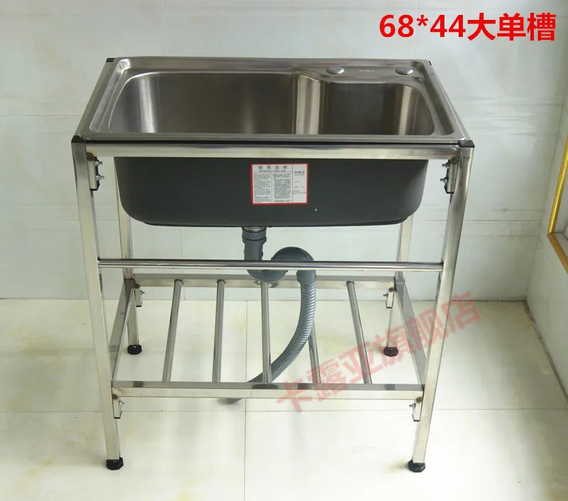 The Kitchen is Thick and Simple, Stainless Steel Double Sink, Single Sink, Double Sink, Large Single Sink with Bracket, Water Basin