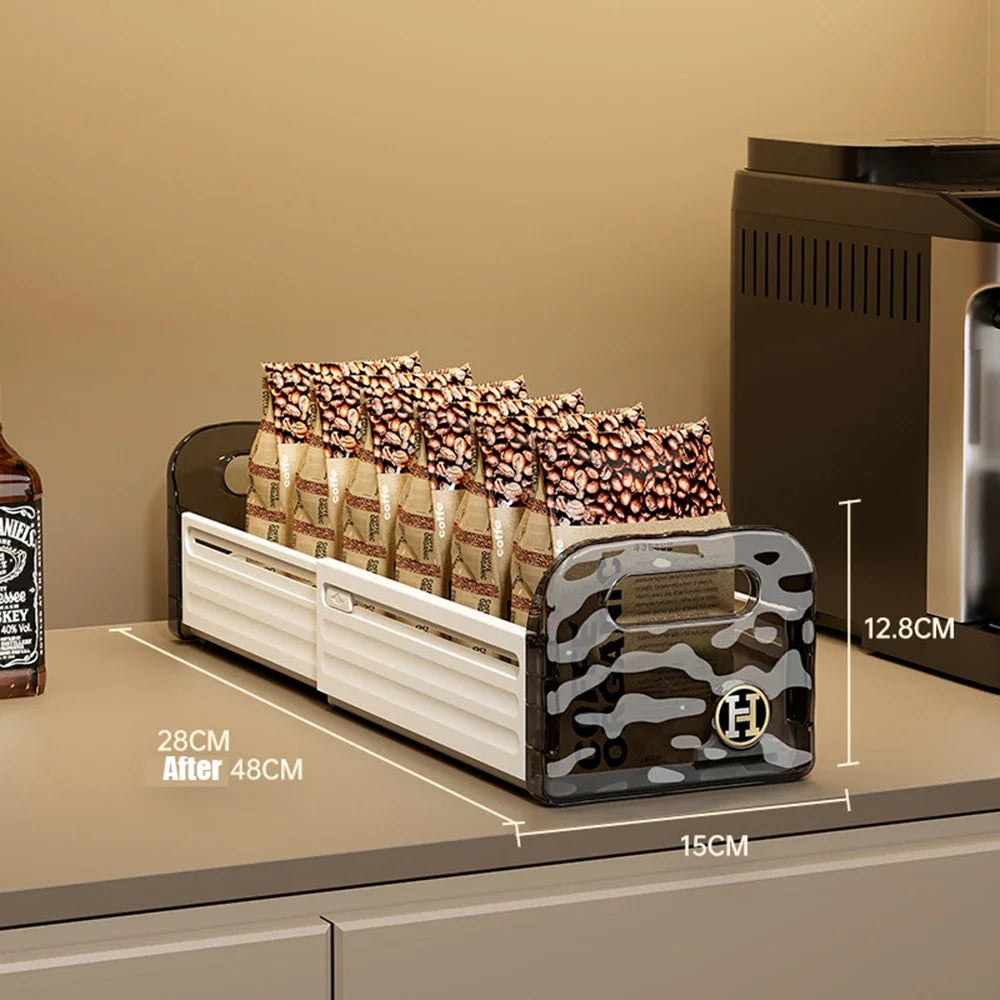 Kitchen Organizing Storage Box Simple Cabinet Retractable Storage Box Water Corrugated Drawer Desktop Snacks Grocery Storage Box