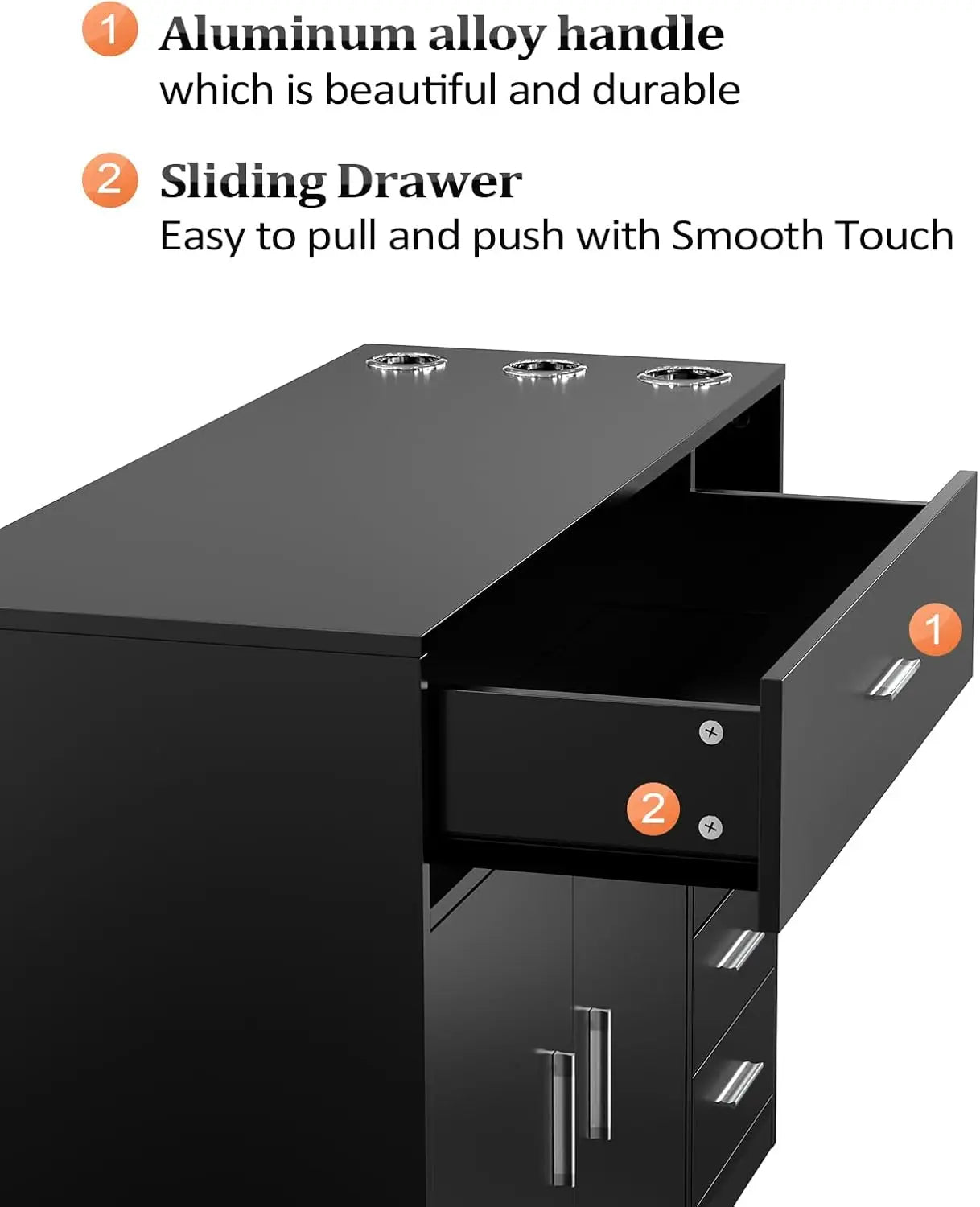 Professional Salon Station with 5 Drawers, Storage Cabinet & Hair Dryer Holders - Heat Resistant, Waterproof for Home & Spa Use