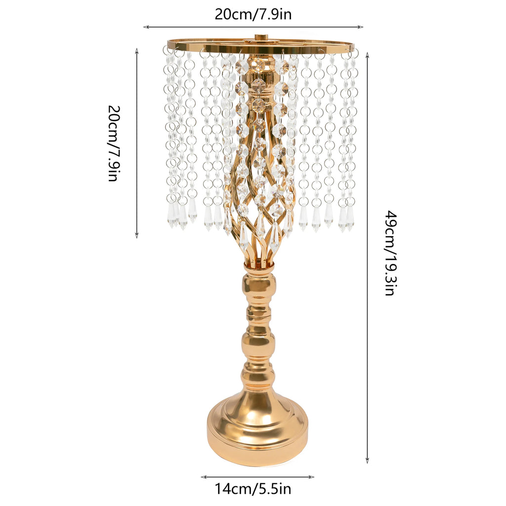 10Pcs Gold Electroplated Iron Crystal Flower Stand 19.3in Height 5.5in Wide Hanging Acrylic Crystal Chain
