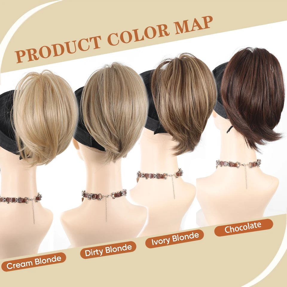 Synthetic Claw Clip Ponytail Hair Extensions/ Messy Short Straight Ponytail Blonde/ Brown Heat Resistant Pony/ Tail Fake Hair