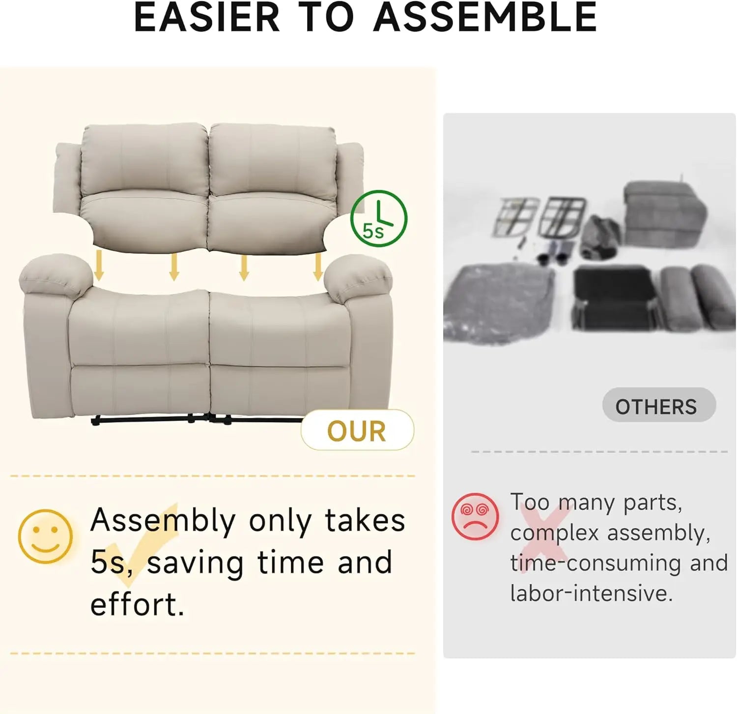 Reclining Loveseat Sofa Leather Recliner Couch 2 Seater Sofa, Home Theater Seating