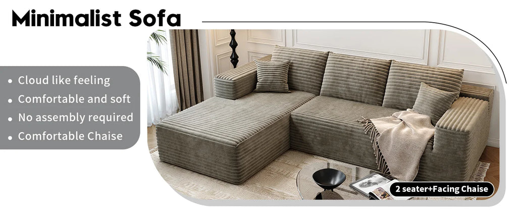 Cloud Modular Sectional Sofa Couch with L-Shape Chaise, Upholstered Couches for Living Room/ Bedroom