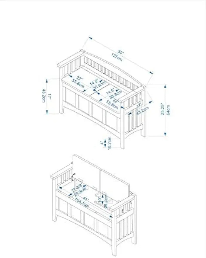 Home Decor Storage Bench with Short Split Seat Storage, Walnut