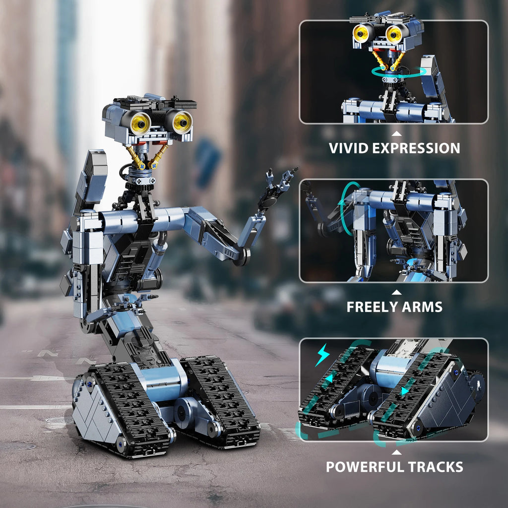 Johnny 5 Robot Building Blocks Set with Remote Control Creative Machine Home Decoration/ Room Desktop Ornament/ Christmas Gifts for Adult