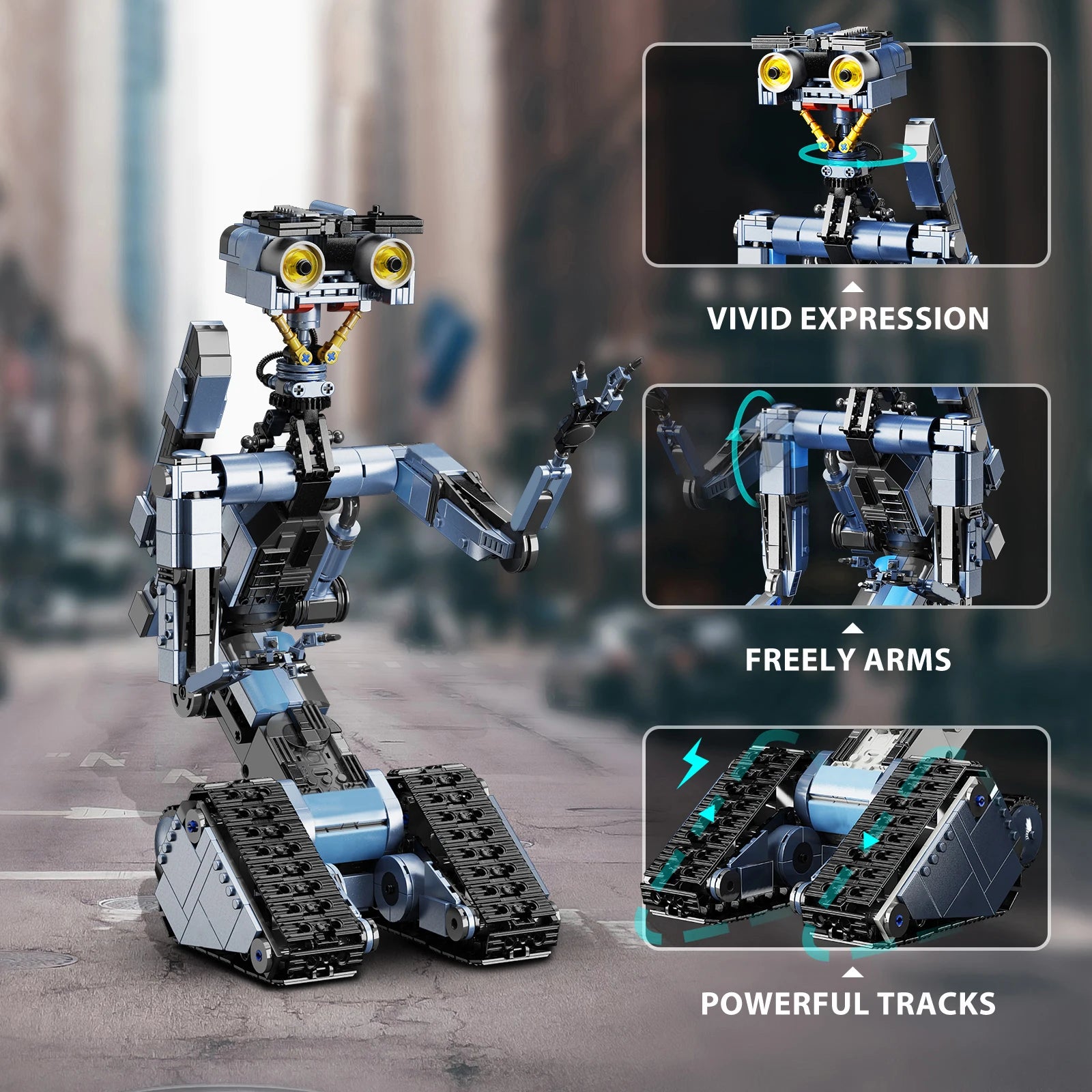 Johnny 5 Robot Building Blocks Set with Remote Control Creative Machine Home Decoration/ Room Desktop Ornament/ Christmas Gifts for Adult
