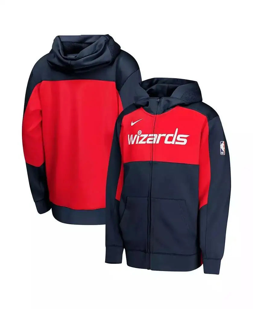 Nike | Big Boys and Girls Navy/Red Washington Wizards Authentic On-Court Showtime Performance Full-Zip Hoodie