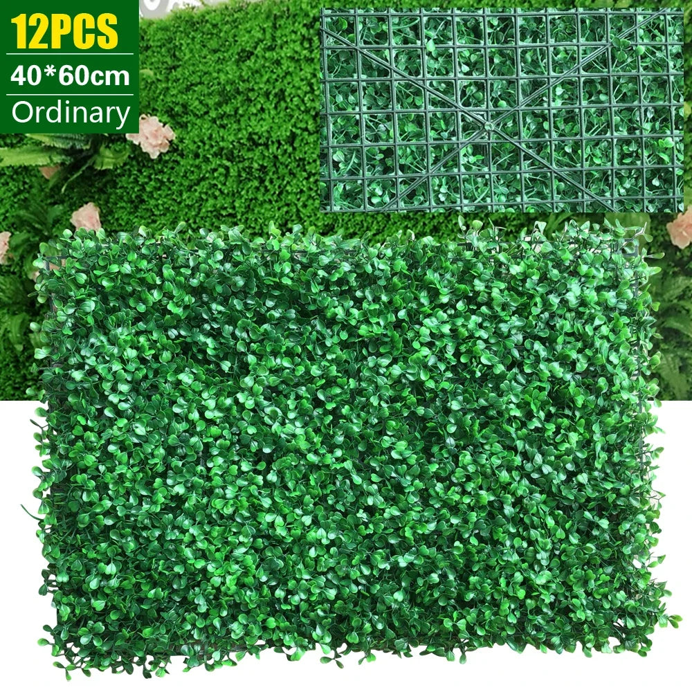 12Pcs 60x40cm Artificial Hedge Screen Privacy Fence /Faux Plant Leaves/ Panels Boxwood Grass for Home Garden Decor/ Yard /Wall Decor