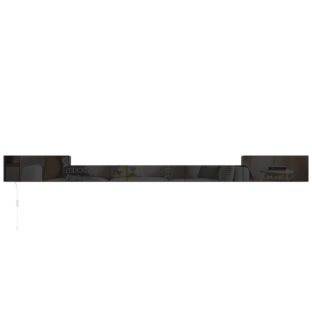 110.2'' L Modern TV Stand with Drawers & LED Lights, Wall-Mounted Media TV Console With Glossy Surface, Black