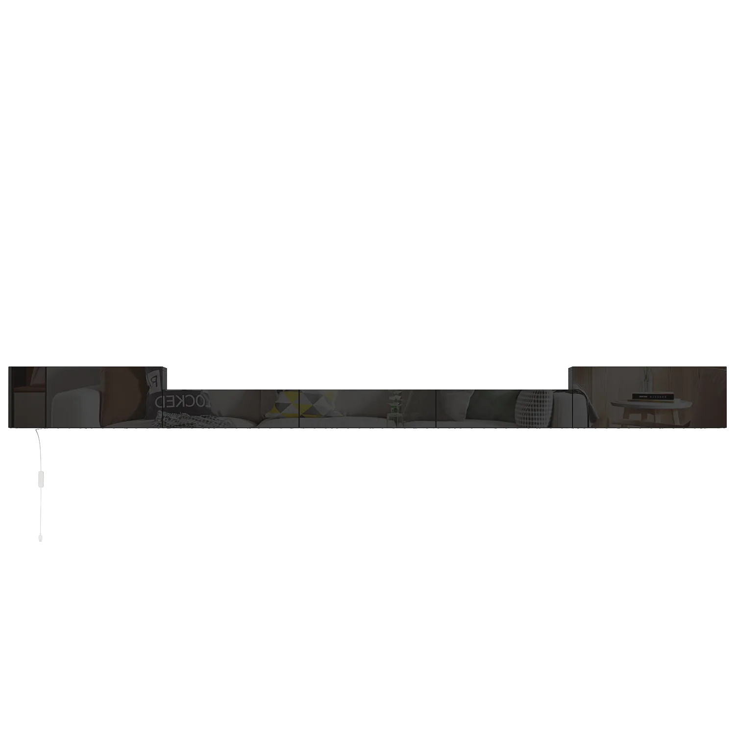 110.2'' L Modern TV Stand with Drawers & LED Lights, Wall-Mounted Media TV Console With Glossy Surface, Black