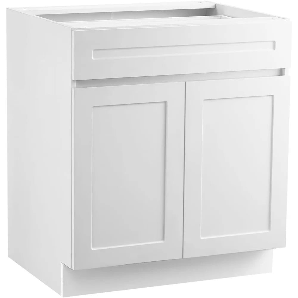 36 White Shaker Style Drawer Base Cabinet, Unassembled, 36 Width x 24 Depth x 34.5 Height