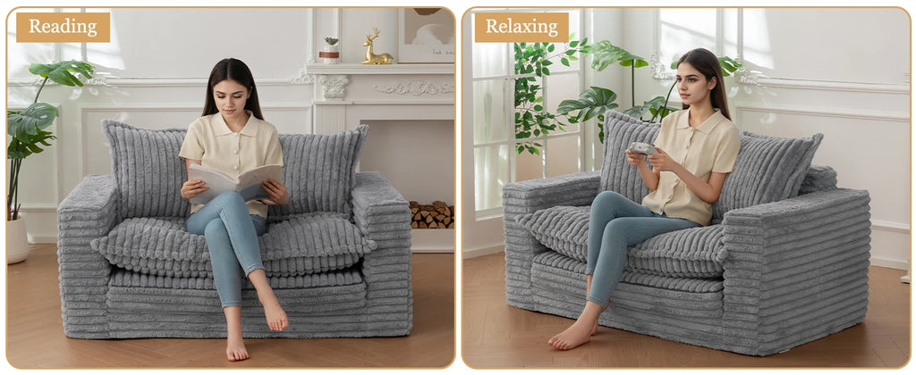 3-in-1 Pull Out Floor Couch with Washable Cushion and Pillows, Loveseat Sleeper Sofa, Convertible Sofa Bed/ Futon Couches