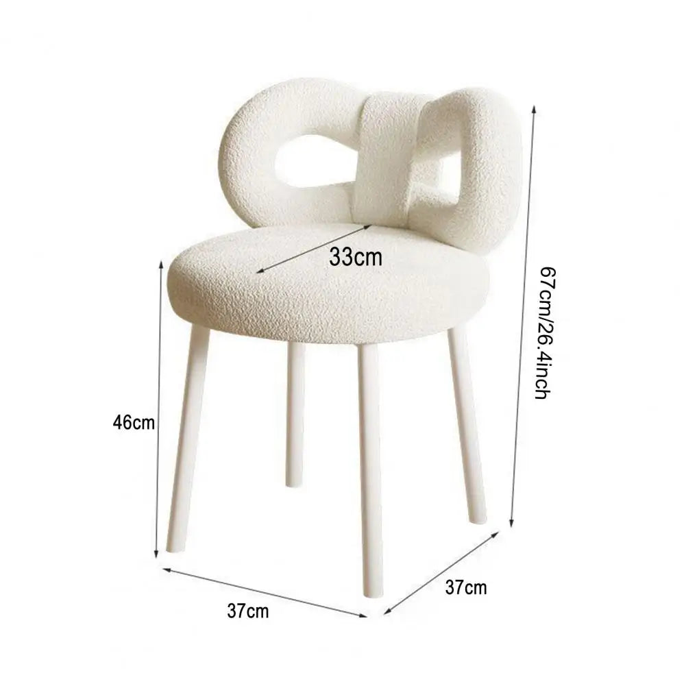 Vanity Stool with Bowknot Backrest Living Room Women/Girls Bedroom Makeup Chair