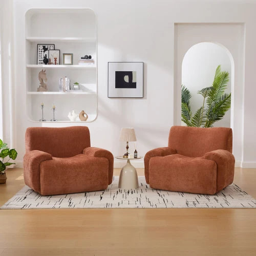 42" Wide Deep Seat Lounge Chair - Orange Upholstered Boneless Accent Chair Living/Bedroom