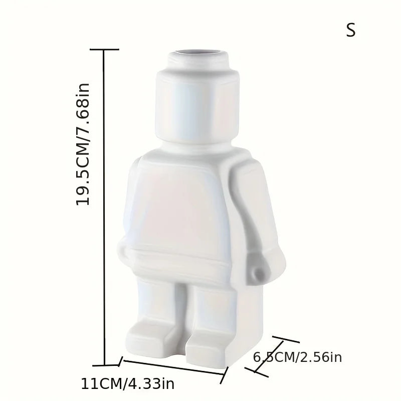 Nordic Style Ceramic Robot Vase/ Indoor Flower Pot/ Modern Home Interior Decoration/ White /Goods/ Decoration Office/ Desk Decoration