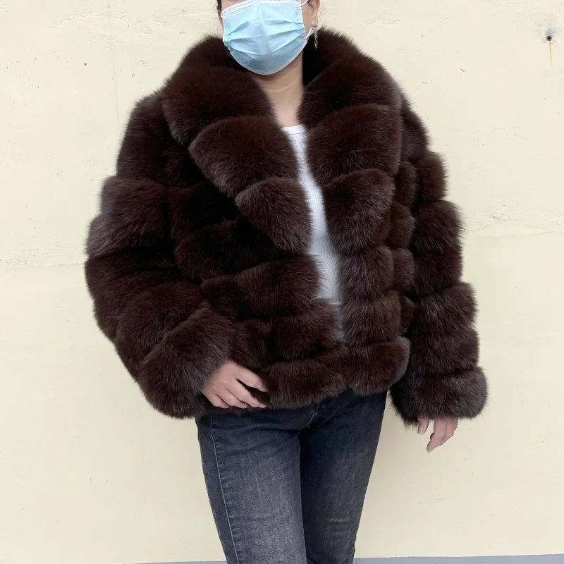 BEIZIRU Women's Real Raccoon Fur Coat Winter Long Sleeve Hooded Jacket with Turndown Collar/ Natural Luxury /Thick Top