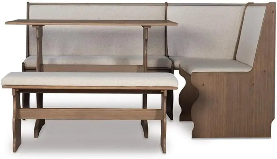 Indoor 3 Piece Kitchen/Dining Corner Table Booth Bench