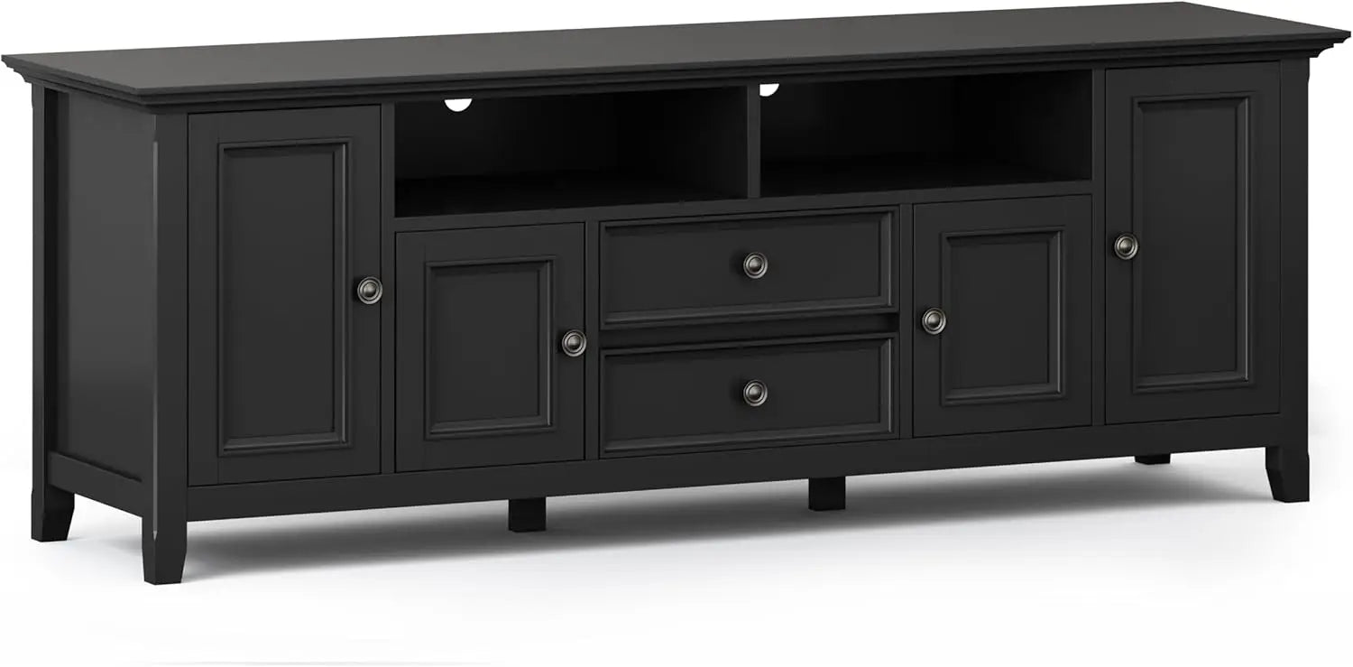 Solid Wood Universal TV Media Stand, 54 Inch Wide, Transitional, Living Room Entertainment Center, Storage Cabinet