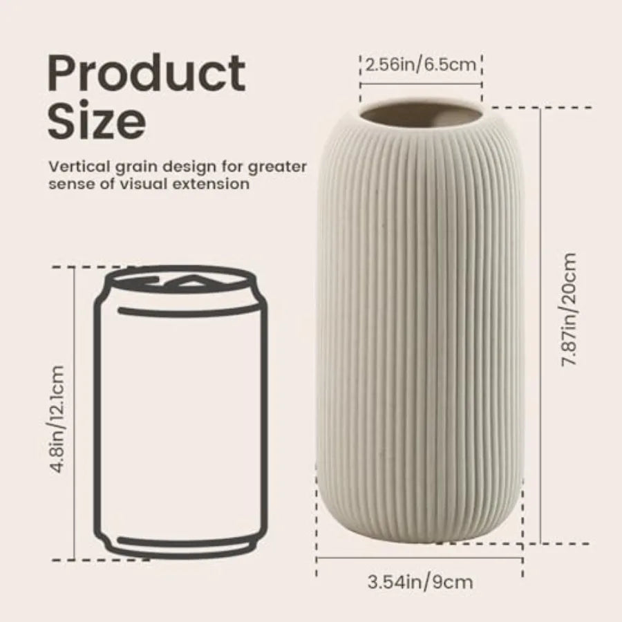 Bohemian Ceramic Vase - for Pampas Grass, Mantel, Bookshelf, Entryway and Living Room Decor