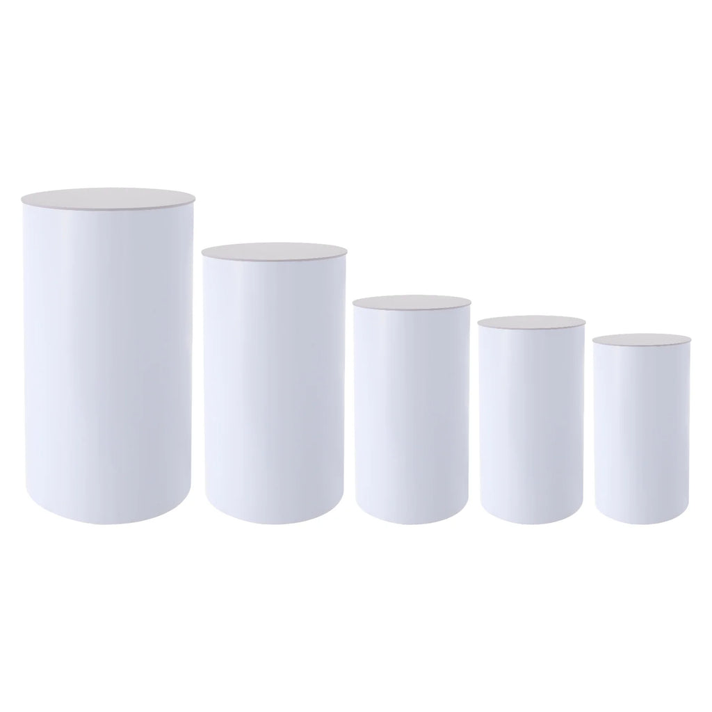 5PCS Round Cylinder Dessert Cake Ornament Table White PVC Round Cylinder Pedestal Stand  Cake Display Stand for Party Wedding