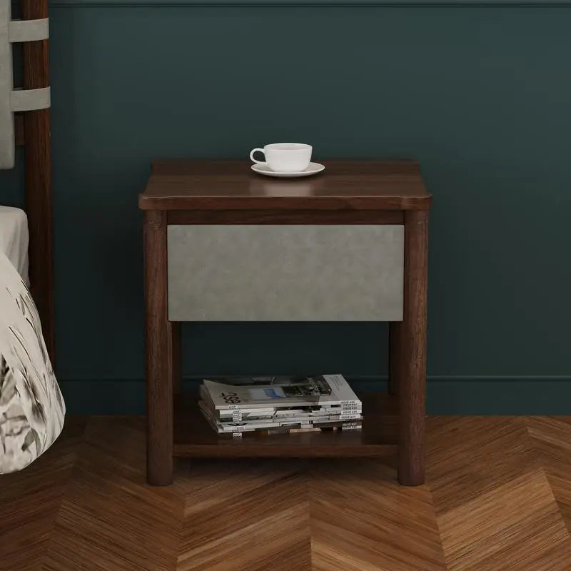 Modern Gray Wood Queen Bed Frame Set with 2 Nightstands,
