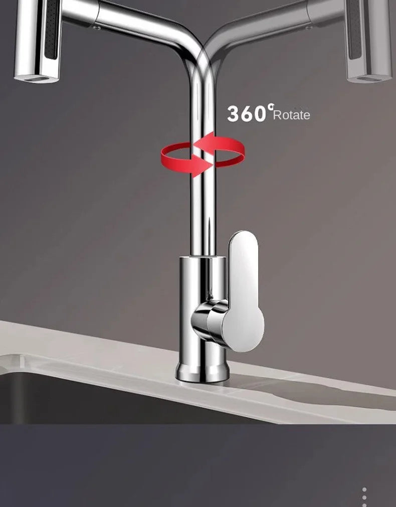 Kitchen Faucet, Rain Waterfall, Vegetable Washing Basin, Sink, Household Sink, Hot and Cold- Two in One, Pressurized Rotating