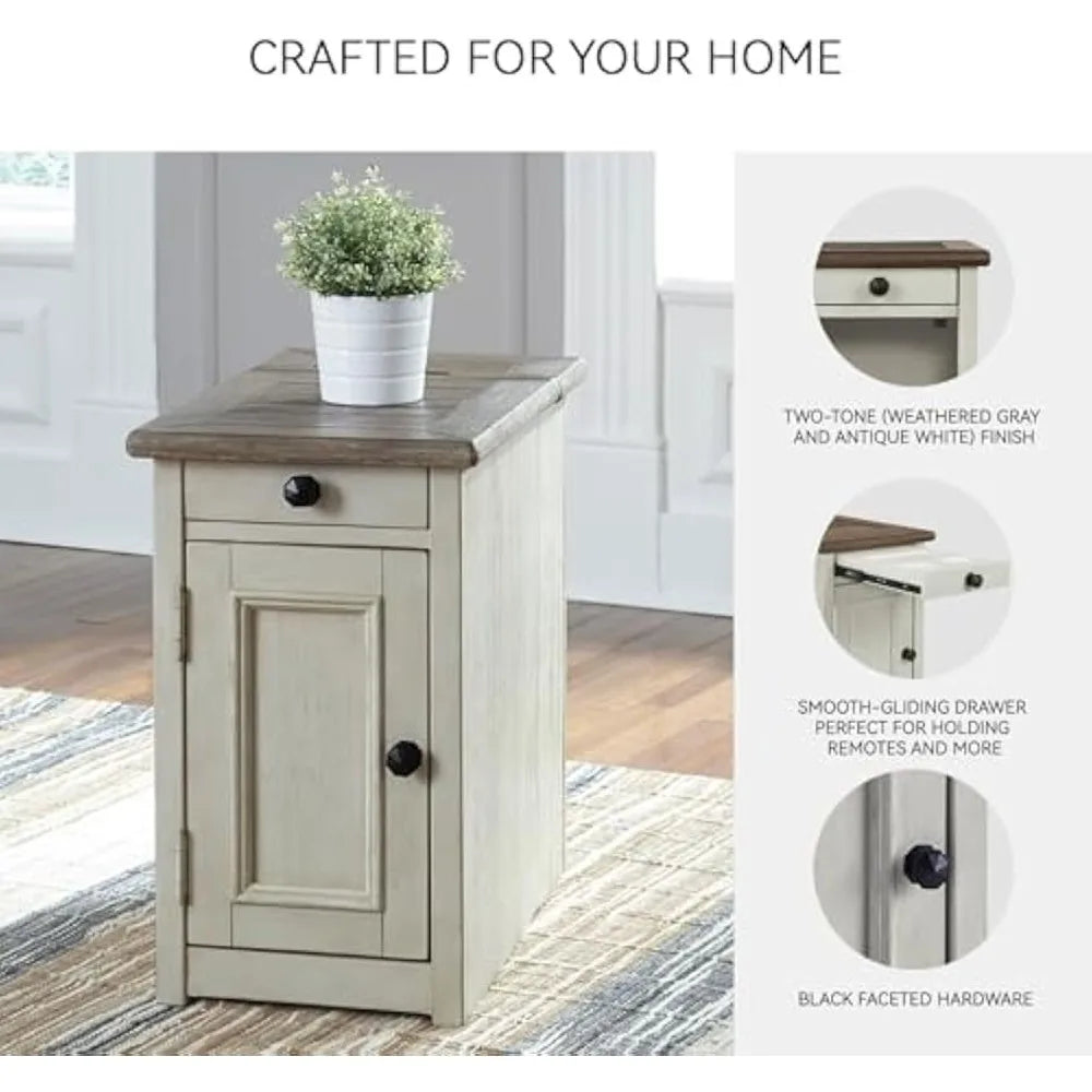 Ashley Furniture Signature Design-Bolanburg Chairside Chair Side End Table, 14"W x 24"D x 23"H, Whitewash