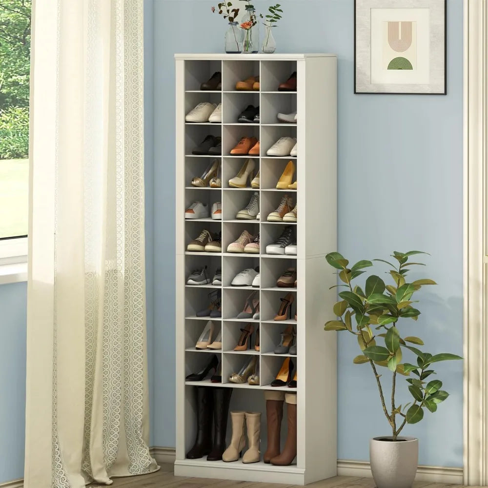 Tier Shoe Storage Cabinet, Free Standing Closet Organizers and Storage with 31 Open Cubbies, Space Saving Shoe Rack