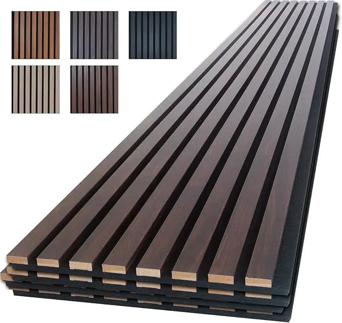 Wood Panels for Wall, 4-Piece 96" x 12.6" Soundproof Wood Slat Wall Panel for Interior Wall Decor Noise Cancelling