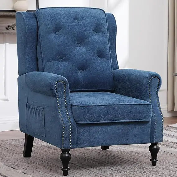 Accent Chair for Living Room, Mid Century Modern Wingback Armchair with High Back, Leather Upholstered Arm Chair