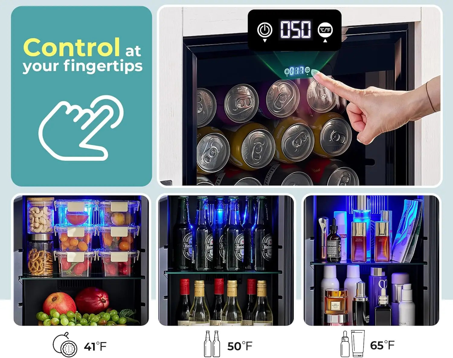 Bar Cabinet with Fridge (Included), 69" Farmhouse Wine Cabinet with Storage Drawers & Adjustable Shelves