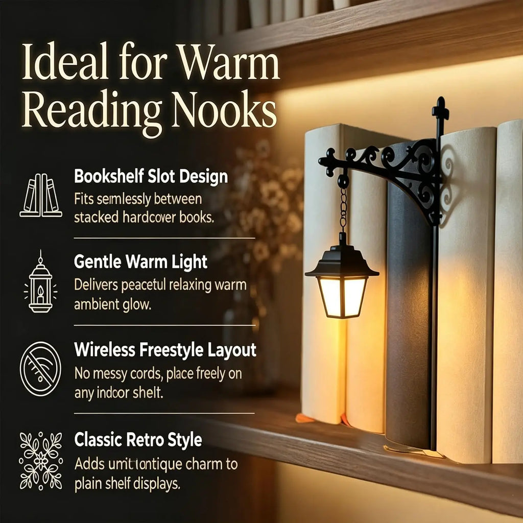 Miniature Hanging Shelf Lamp/ Decorative Bookshelf Lighting /Warm LED Night Light/ Library Lantern Reading Nook /Desk Ornament Literary Decor Book Lover Gift Home Halloween Decorations