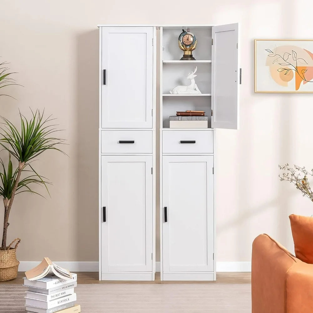 67-inch Tall Bathroom Storage Cabinet with 4 Shelves and 2 Doors, Slim Cabinet for Living Room and Home Office Use
