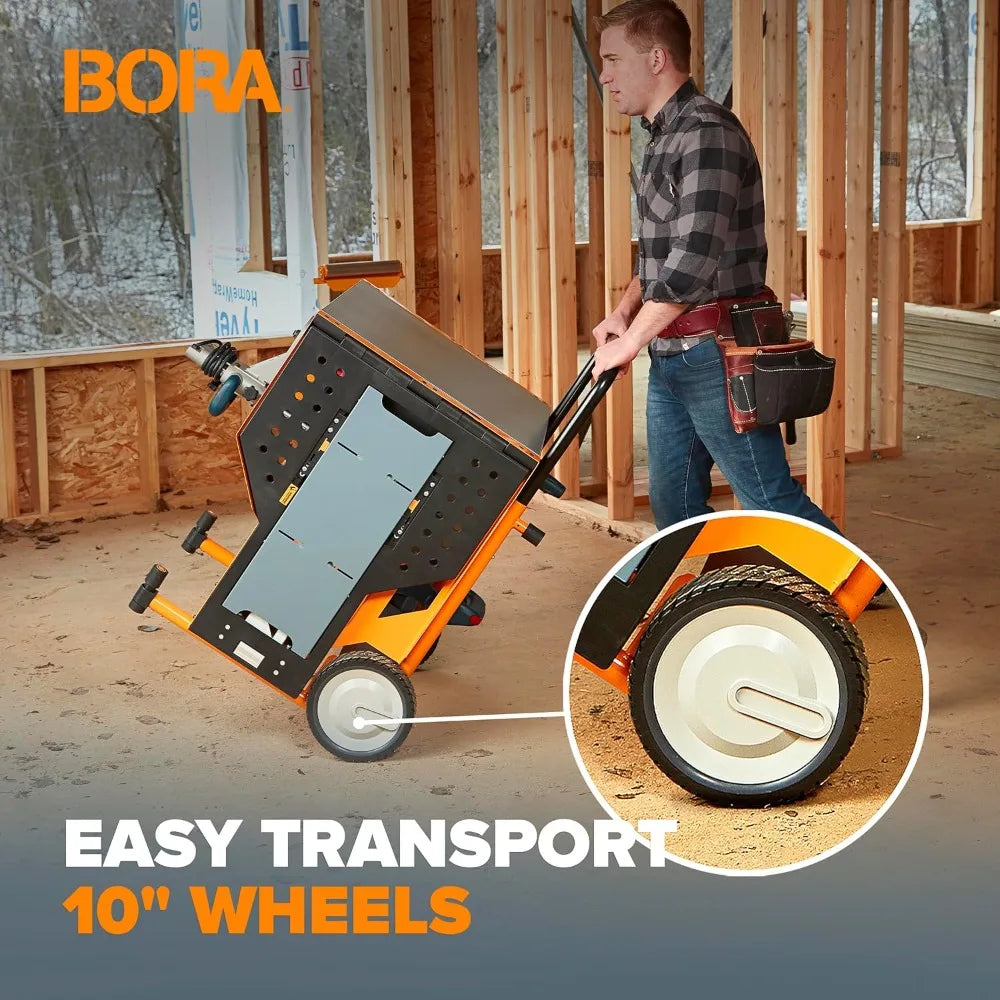 Miter Saw Stand, Work Station, 400 LBS Max Weight Portable Rolling Table Saw Stand/ Workbench