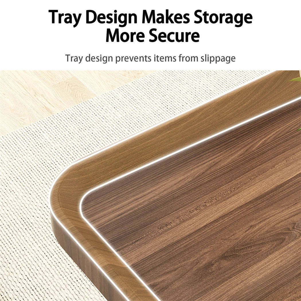 Irregular Living Room Coffee Table Set Small Drop-Shaped Solid Wooden Sofa Side/ End Table 2-in1 with Triangle Legs