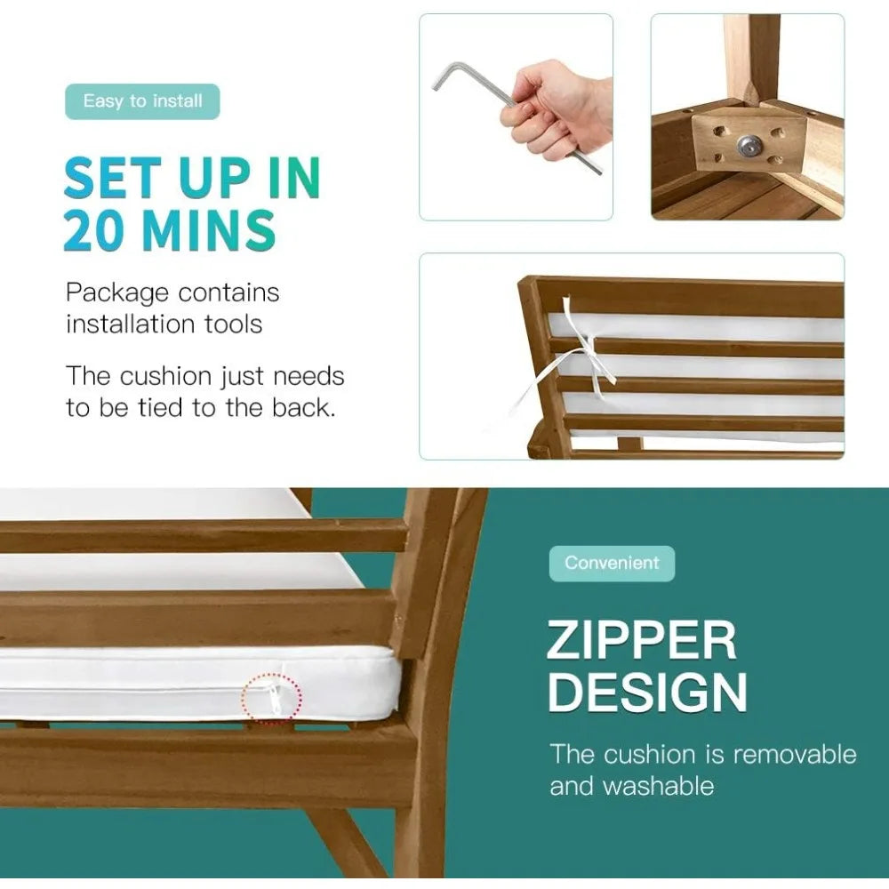 3-Piece Acacia Wood Patio Bistro Set Patio Furniture Outdoor Chat Conversation Table Chair Set Outdoor Wood Chat Set