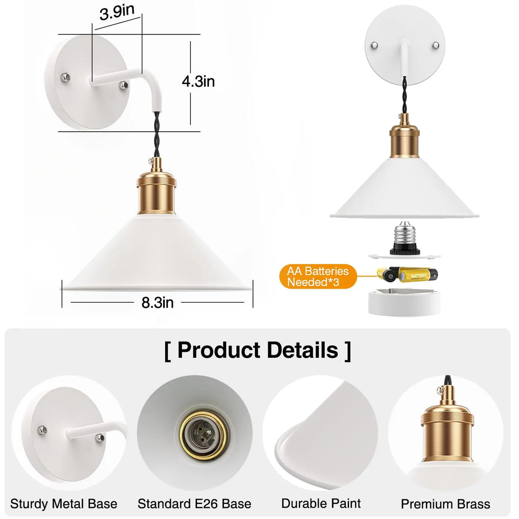 Set of 2 Battery-Operated Black Wall Sconces with Remote - Dimmable Warm & RGB Lighting for Bedrooms and Living Rooms!