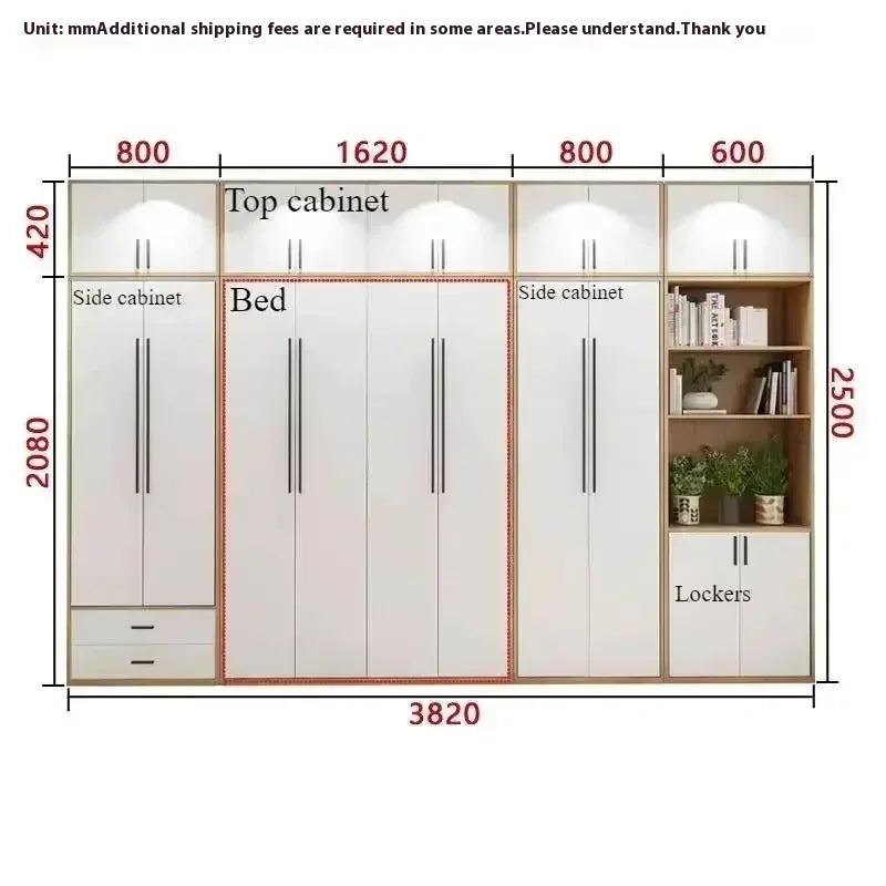 Full Murphy Bed with Closet Organizer with Drawers Full Size Bed Space-Saving Sleeping Arrangement for Multipurpose Room