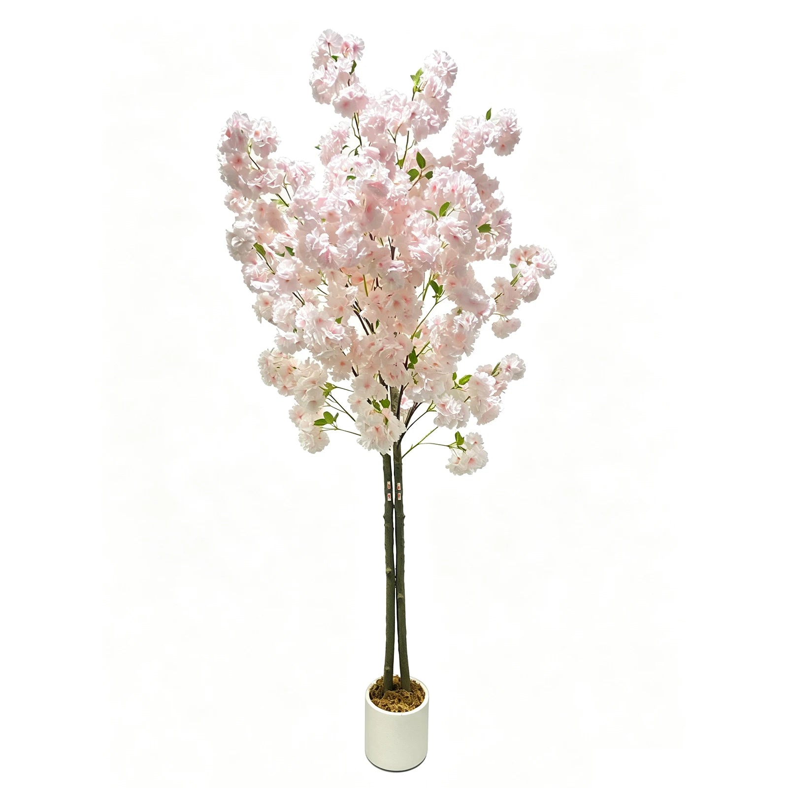 5/6FT Light Pink Faux Cherry Blossom Tree – Double-Trunk Silk Plant in Pot, Ideal for Home, Office, Wedding, Garden, Party, and Hotel Decor