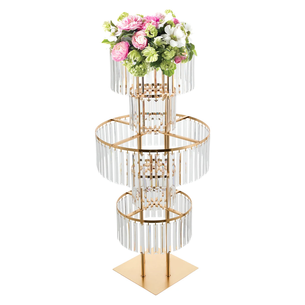1/2Pcs 5-Tier Gold Acrylic Wedding Flower Stand 110cm Crystal Style Floor Standing Centerpiece for Wedding Party Event Decorate