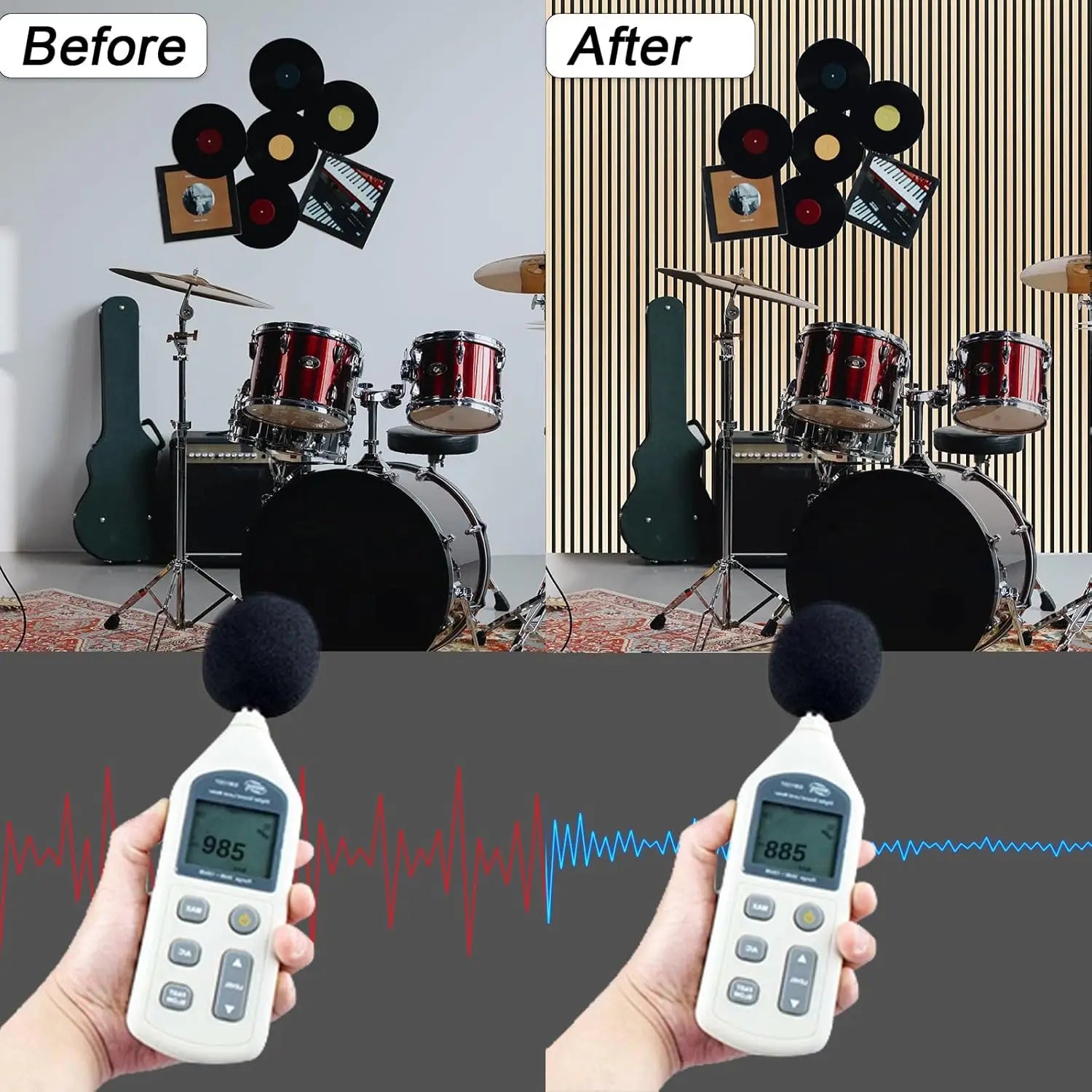 Wood Wall Panels, 9 Feet Acoustic Slat Wall Panels, Decorative Slat Wall Paneling, Natural Oak, 6-Piece