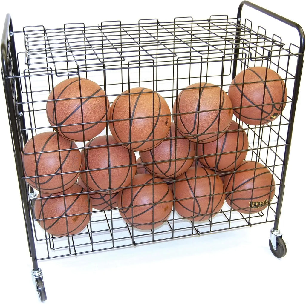 Sports Lockable Ball Storage Cart, Basketball Storage Bin for Indoor Outdoor, Rolling Exercise Ball Cart Holder for Gym
