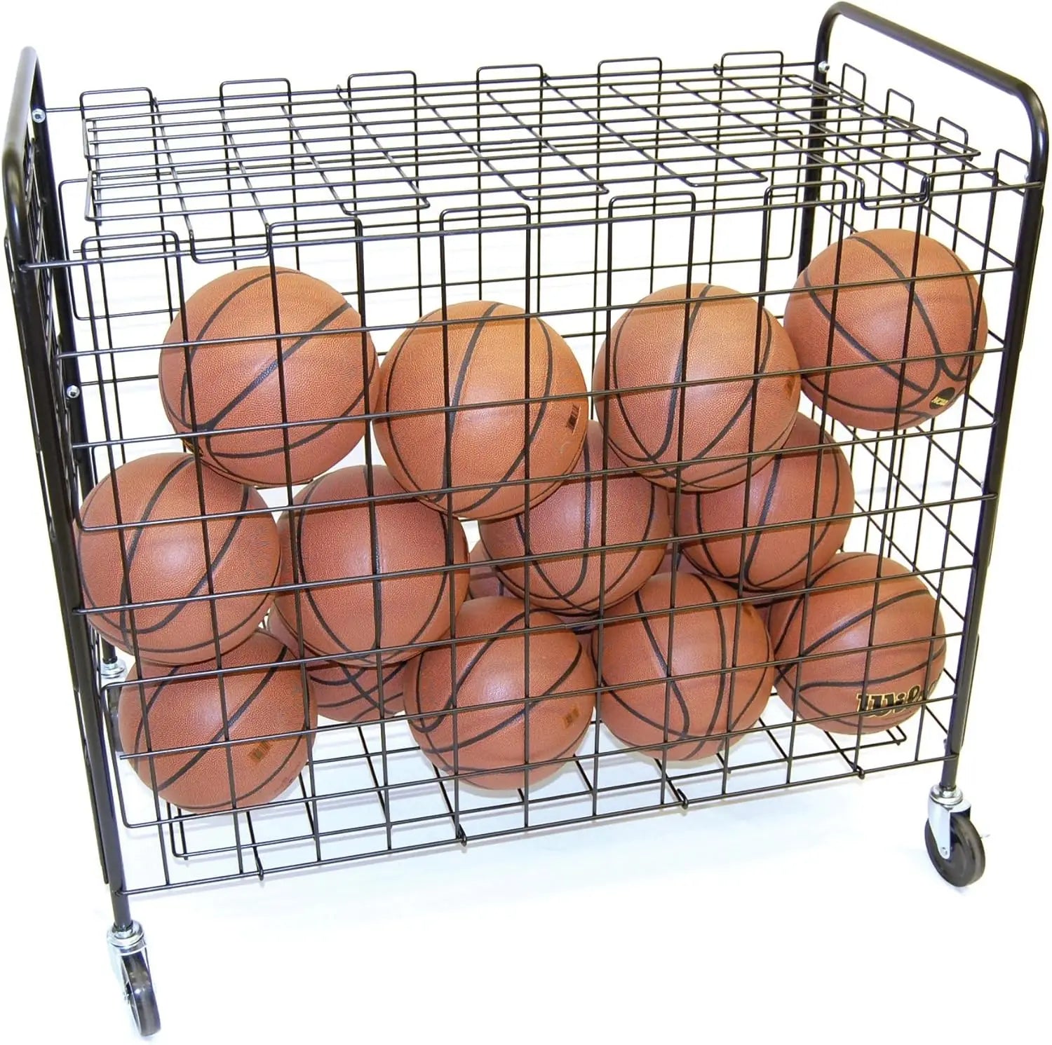 Sports Lockable Ball Storage Cart, Basketball Storage Bin for Indoor Outdoor, Rolling Exercise Ball Cart Holder for Gym